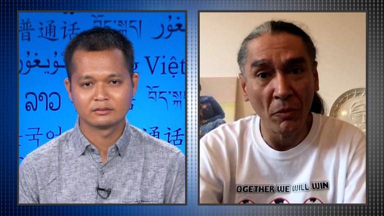 ဒေါ်အောင်ဆန်းစုကြည်သားငယ် ကင်မ်အဲရစ်နှင့် RFA အွန်လိုင်းကတစ်ဆင့် ဆက်သွယ်မေးမြန်းစဉ်။
