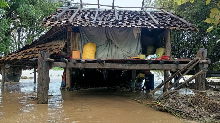 မကွေးတိုင်း၊ ဂန့်ဂေါမြို့နယ် ထယ်လှော်ရွာ ရေကြီးနေမှုအား ၂၀၂၃ ခုနှစ် သြဂုတ်လ ၁ ရက်နေ့က တွေ့ရစဉ်။ (Photo: Citizen Journalist)
