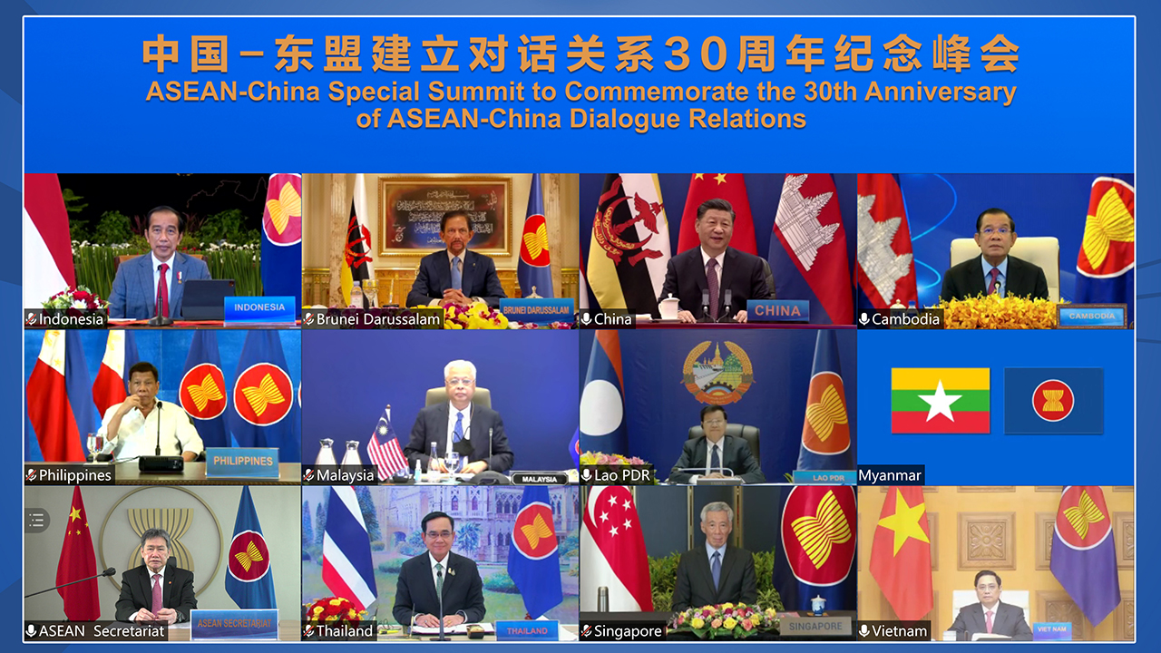 china-asean.jpg (၂၀၂၁ နိုဝင်ဘာ ၂၂ ရက်နေ့က တရုတ်-အာဆီယံအစည်းအဝေးကို မြန်မာမပါဝင်ဘဲ ကျင်းပစဥ်) Photo: ASEAN Secretariat