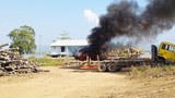 ထီးချိုင့်မှာ စစ်ကောင်စီနဲ့ပေါင်းပြီး သစ်ထုတ်နေတဲ့ကုမ္ပဏီက စက်ယန္တရားတွေကို PDF ဖျက်ဆီး