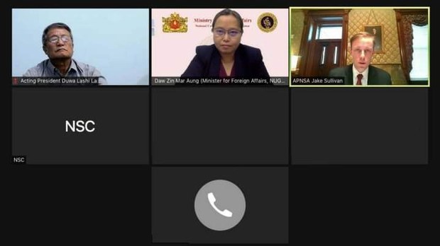 NUG အစိုးရအဖွဲ့ဝင်တွေ အမေရိကန် အမျိုးသားလုံခြုံရေးအကြံပေးနဲ့ တွေ့ဆုံ NUG အစိုးရအဖွဲ့ဝင်တွေ အမေရိကန် အမျိုးသားလုံခြုံရေးအကြံပေးနဲ့ တွေ့ဆုံ
