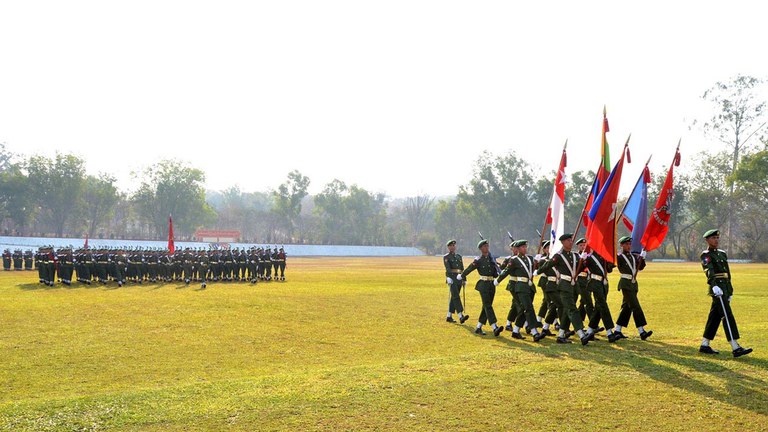 နေပြည်တော်တွင် ၂၀၁၉ ခုနှစ် ဧပြီလ ၅ ရက်နေ့က ကျင်းပခဲ့သည့် စစ်ရေးပြအခမ်းအနားတစ်ခုကို တွေ့ရစဉ်။ (Photo: Myanmar Military)