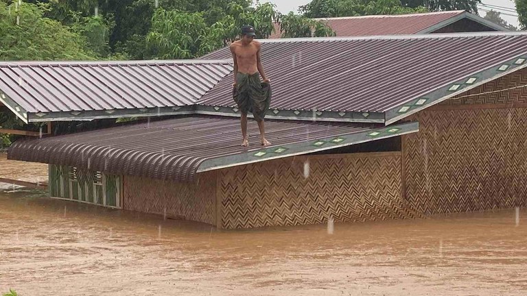 နေပြည်တော်၊ တပ်ကုန်းမြို့နယ် ကြို့ကုန်းရွာရှိ နေအိမ်များ ရေကြီးနစ်မြုပ်နေသည်ကို ၂၀၂၄ ခုနှစ်၊ စက်တင်ဘာလ ၁၁ ရက်နေ့က တွေ့ရစဉ်။ (Citizen Photo)