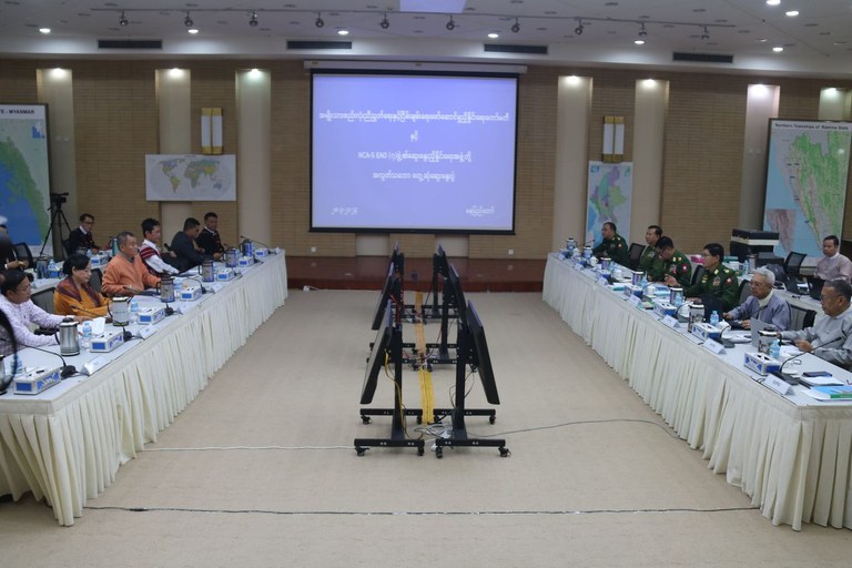 NCA-S EAO (၇) ဖွဲ့၏ အလွတ်သဘောဆွေးနွေးညှိနှိုင်းရေးအဖွဲ့နှင့် အမျိုးသားစည်းလုံးညီညွတ်ရေးနှင့် ငြိမ်းချမ်းရေးဖော်ဆောင်မှုညှိနှိုင်းရေးကော်မတီ (NSPNC) တို့၏ အလွတ်သဘောအစည်းအဝေးကို ၂၀၂၃ ခုနှစ် မတ်လ ၂၈ ရက်နေ့က ပြုလုပ်ခဲ့စဉ်။ (Photo: NCA-S EAO)