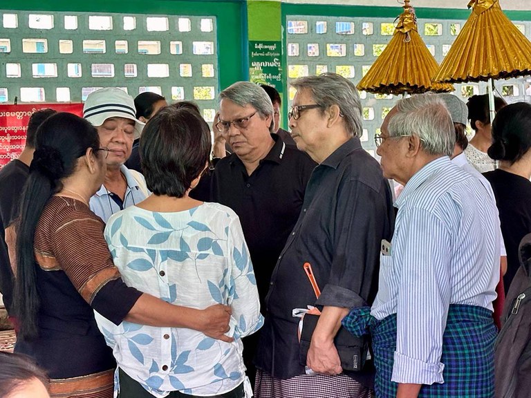 ၂၀၂၄ ခုနှစ် သြဂုတ်လ ၂၁ ရက်နေ့က ရေဝေးသုဿန်မှာ လုပ်ခဲ့သည့် ကိုဖေမောင်စိမ်း ဈာပန။ (Photo: RFA)