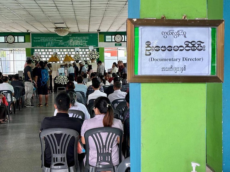 ၂၀၂၄ ခုနှစ် သြဂုတ်လ ၂၁ ရက်နေ့က ရေဝေးသုဿန်မှာ လုပ်ခဲ့သည့် ကိုဖေမောင်စိမ်း ဈာပန။ (Photo: RFA)