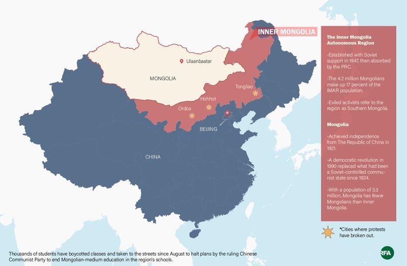 Mongolia and the Inner Mongolia Autonomous Region of China.