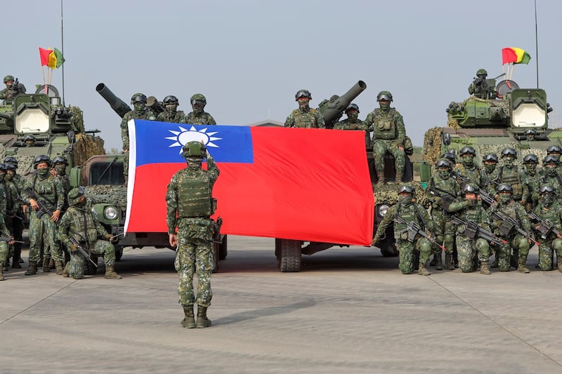 台湾士兵的模拟演习(美联社图片)