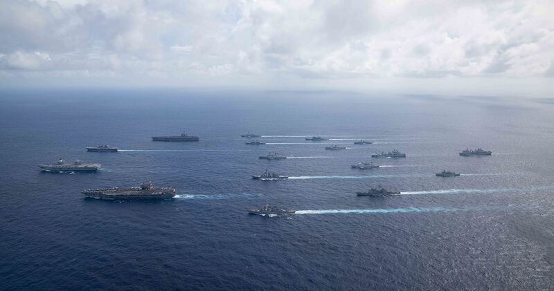 美英日加新荷六国军演 。(脸书图片/U.S. Pacific Fleet/U.S. Navy)