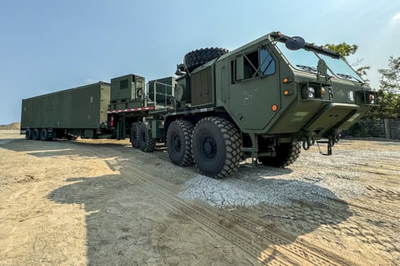The U.S. Mid-Range Capability (MRC) Launcher arrives for deployment in Northern Luzon during the Salaknib drills involving Philippine and U.S. troops, April 8, 2024.