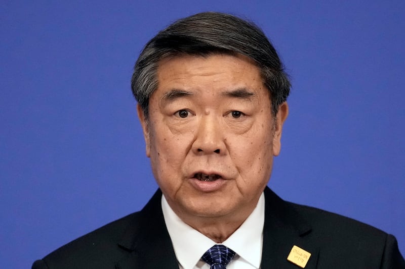 Chinese Vice Premier He Lifeng speaks at the 11th China-UK Economic and Financial Dialogue in Beijing, Jan. 11, 2025.