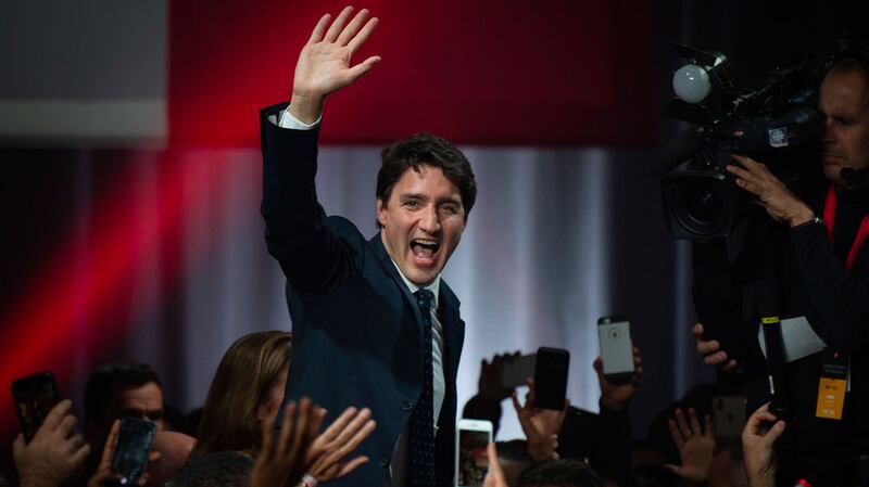 2019上年10月22日,加拿大总理杜鲁多(Justin Trudeau)赢得第二个任期。(法新社)
