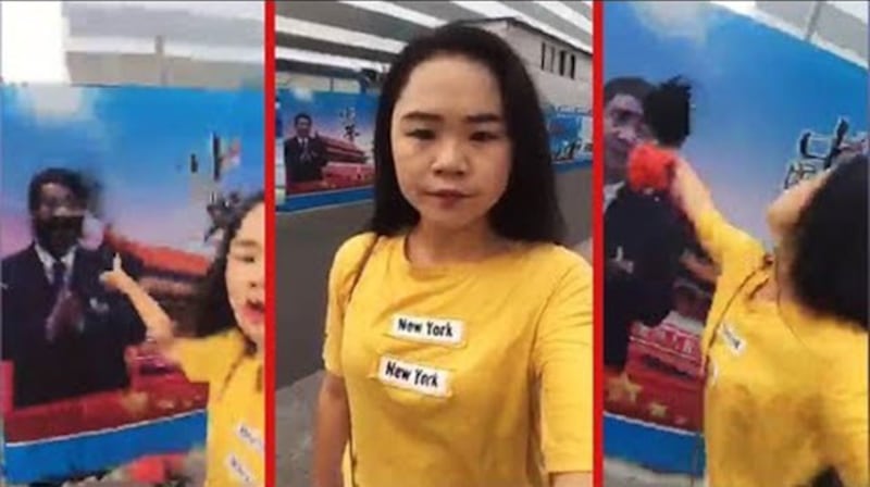 “泼墨女孩”董瑶琼(视频截图)