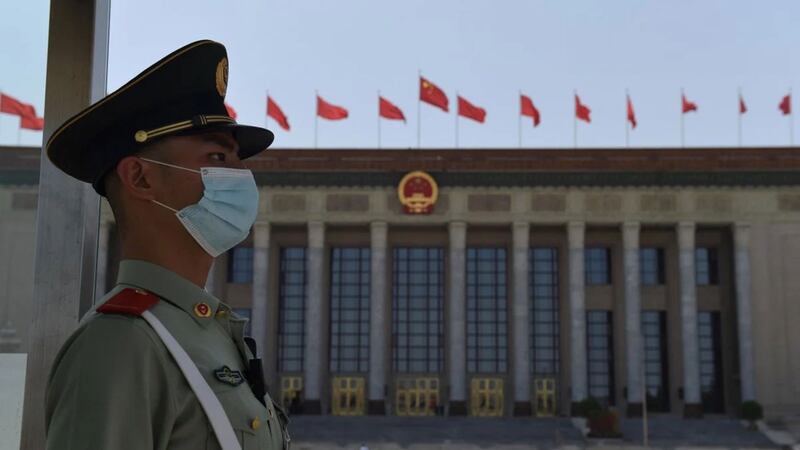 2020年6月17日,中国官方宣布,人大常委会开始审议港版国安法。(法新社图片)