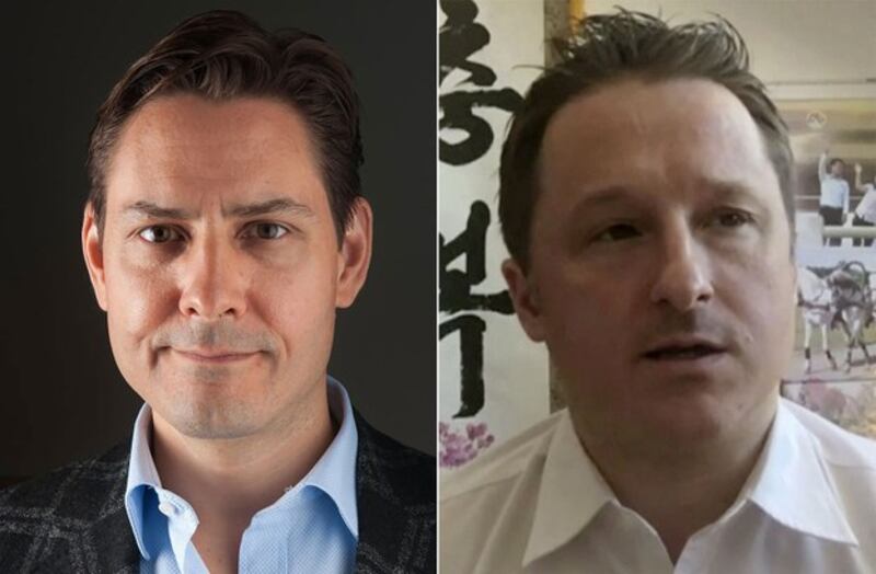 被中国逮捕的加拿大公民康明凯(左)(法新社)及斯帕弗(美联社)