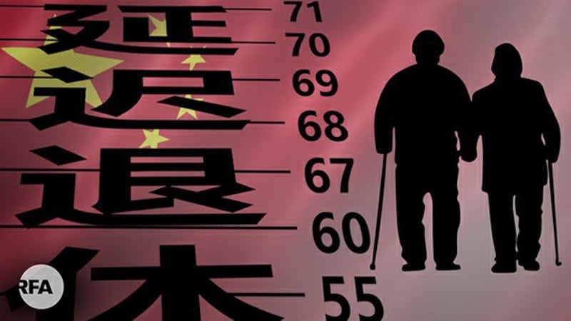 中国政府拟推迟退休年龄(自由亚洲电台制图)