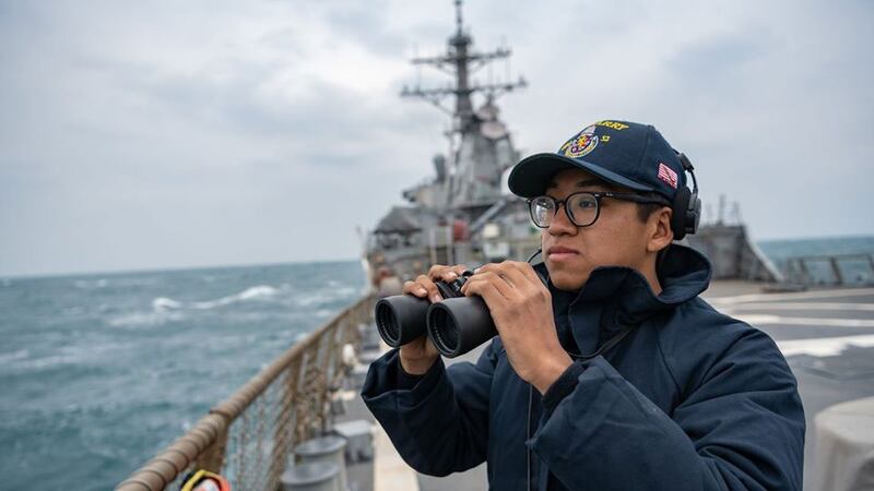 美鉴贝瑞号继4月10日后,再度航经台湾海峡。(图/翻摄自U.S. Pacific Fleet脸书)