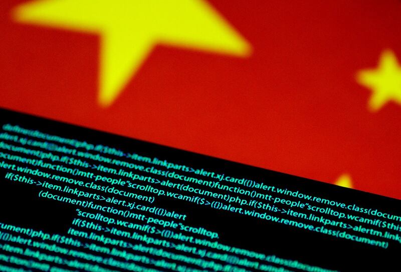中国国旗和计算机代码(路透社)