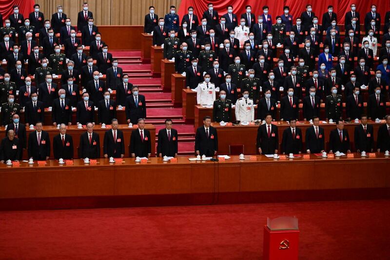 2022年10月22日举行的中共二十大闭幕会议(法新社)