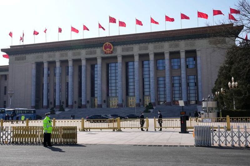 2022年3月闭幕的十三届全国人大五次会议公布,今年的国民生产总值增长目标是5.5%。(美联社图片)