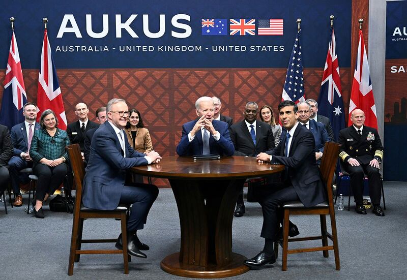 美、澳、英宣布AUKUS潜舰合作案 (法新社)