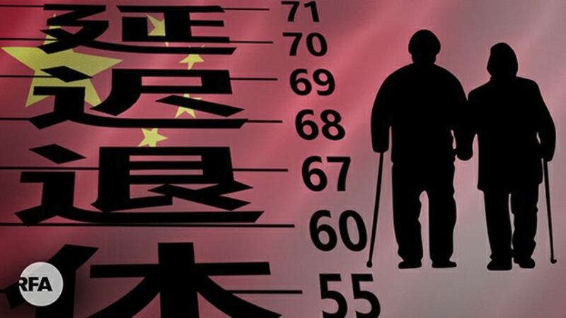 中国拟延迟退休年龄引发关注(自由亚洲电台制图)