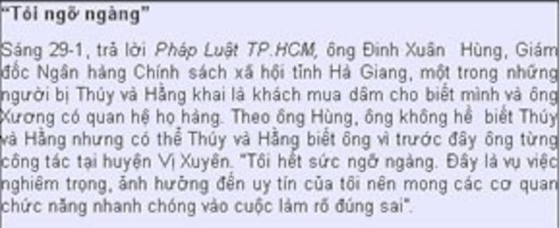 Phát biểu của Ô. Đinh Xuân Hùng đăng trên tờ Pháp Luật TPHCM ngày 29/01/2010.