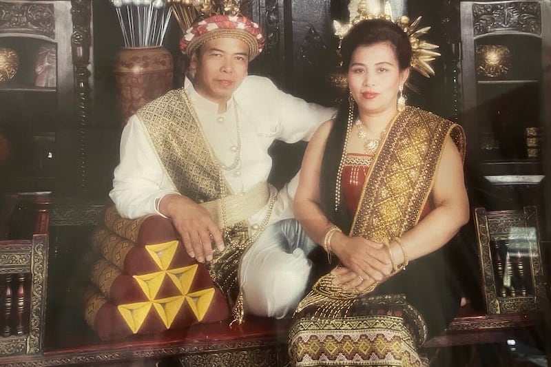 Nuon Mayourom, right, and husband Lep Plong, left, in undated family photos.