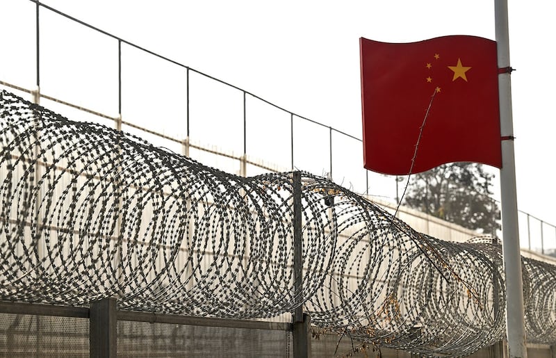 The border wall between China and Myanmar in Ruili, west Yunnan province, China on Jan. 14, 2023. (Noel Celis/AFP)