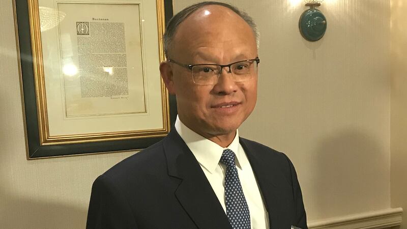 “选择美国”投资峰会台湾代表团团长、台湾行政院政务委员邓振中(记者王允拍摄)