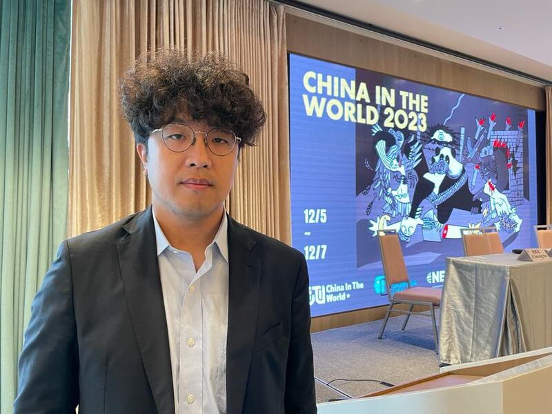 沈伯洋表示,中国是透过介选,测试各种针对台湾认知作战方法的成果。(陈子非摄)