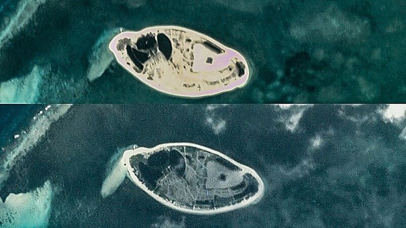 West Sand in May 14 2020 (above) and in Oct. 6 2020 (below).