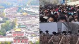 རྒྱ་ནག་གཞུང་གིས་སྐུ་འབུམ་དགོན་པའི་མེ་ཏོག་མཆོད་མཇལ་ལ་དམག་མི་དང་ཉེན་རྟོག་པ་འགྲེམས་འཇོག་གིས་མི་མང་གི་མཆོད་མཇལ་ལ་དམ་དྲག
