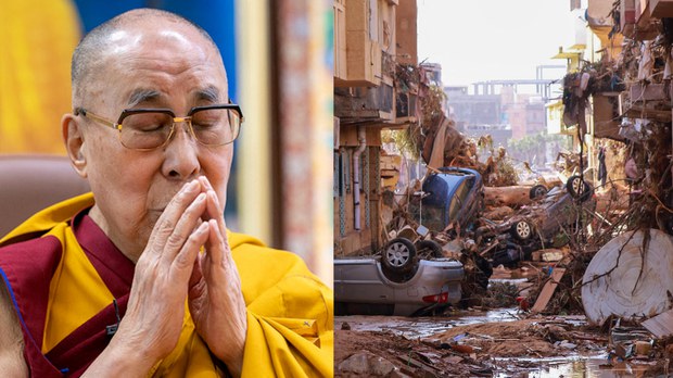 ༸གོང་ས་༸སྐྱབས་མགོན་ཆེན་པོ་མཆོག་གིས་ལི་བི་ཡ་རྒྱལ་ཁབ་ནང་ཆུ་ལོག་རྒྱུག་སྟེ་མི་རྒྱུ་གཉིས་ལ་གནོད་སྐྱོན་ཚབས་ཆེ་ཕོག་པར་ཐུགས་གསོའི་གསུང་འཕྲིན་བསྩལ་བ། ༸གོང་ས་༸སྐྱབས་མགོན་ཆེན་པོ་མཆོག་གིས་ལི་བི་ཡ་རྒྱལ་ཁབ་ནང་ཆུ་ལོག་རྒྱུག་སྟེ་མི་རྒྱུ་གཉིས་ལ་གནོད་སྐྱོན་ཚབས་ཆེ་ཕོག་པར་ཐུགས་གསོའི་གསུང་འཕྲིན་བསྩལ་བ།
