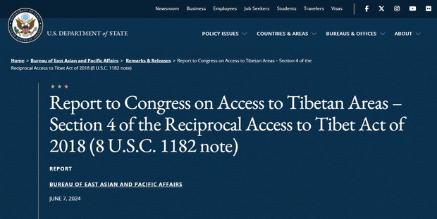 ཨ་རིའི་གཞུང་གི་དཔོན་རིགས་དང་སྐུ་ཚབ་བོད་ནང་བསྐྱོད་རྒྱུའི་རེ་འདུན་ལ་རྒྱ་ནག་གཞུང་གིས་ཡ་ལན་བྱེད་མེད་པ་བོད་ནང་ཕར་འགྲོ་ཚུར་འོང་དང་འབྲེལ་བའི་སྙན་ཐོའི་ནང་གསལ་སྟོན་བྱས་འདུག