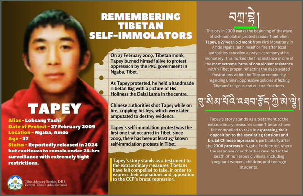 བོད་ནང་རང་ལུས་མེར་སྲེག་གནང་མཁན་ཐོག་མ་བཀྲ་བྷེ་ལགས་ལ་དྲན་གསོ་གནང་འདུག